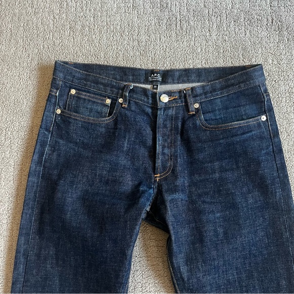 A.P.C. France Mens Petit Standard Japanese Selvedge Denim Jeans Sz 33 Raw Indigo - Picture 2 of 13